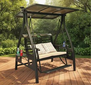 Lit balançoire d'extérieur moderne en aluminium robuste <span class=keywords><strong>avec</strong></span> <span class=keywords><strong>toit</strong></span> solaire et tables latérales, résistant aux intempéries, <span class=keywords><strong>hamac</strong></span> de jardin – Tendance 2026 - Product Image 5