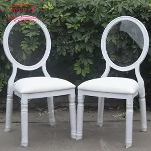 En gros en aluminium empilable banquet halll louis chaise acrylique transparente dos