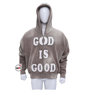 Sudadera con Capucha Extra Grande, Unisex, con Doble Cremallera, Ecológica, con Apliques Bordados de Parches Desgastados, Estilo Vintage, Económica - Product Image 3