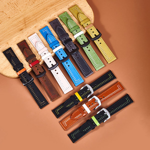 <span class=keywords><strong>Correa</strong></span> de Reloj de Cuero Genuino Crazy Horse de 20mm y 22mm, Moderna, Suave y Transpirable, Disponible al por Mayor - Product Image 2