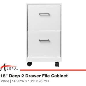 Alera SOHO-Grade 2-<b>Drawer</b> Vertical Filing Cabinet Durable Steel Construction with Casters for Home <b>Office</b> Use - Product Image 3