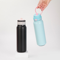 Nouvelle conception, gourde sportive en acier inoxydable à double paroi de 960 ml, à large ouverture, avec poignée, pour les voyages en plein air