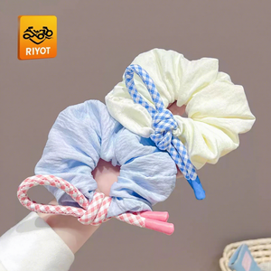 <span class=keywords><strong>Accessoire</strong></span> de cheveux élastique coloré avec nœud papillon à carreaux de style coréen <span class=keywords><strong>pour</strong></span> <span class=keywords><strong>chignon</strong></span> de femme queue de cheval basse nouveau modèle cravate <span class=keywords><strong>pour</strong></span> cheveux - Product Image 2