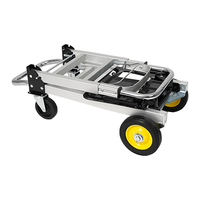 Chariot à main pliable convertible 2 en 1 en aluminium, capacité de 150 kg, chariot à plateforme léger pour entrepôt, carretilla convertible en aluminium