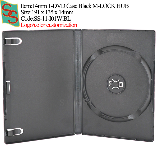 I01: Estuche para 1 DVD M-LOCK de 14 mm, negro