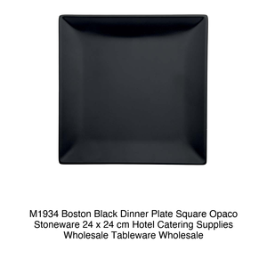 Boston <b>Black</b> Flat <b>Plate</b> 24 × 24 cm Square Stoneware Matt M1934 139473 - Product Image 2