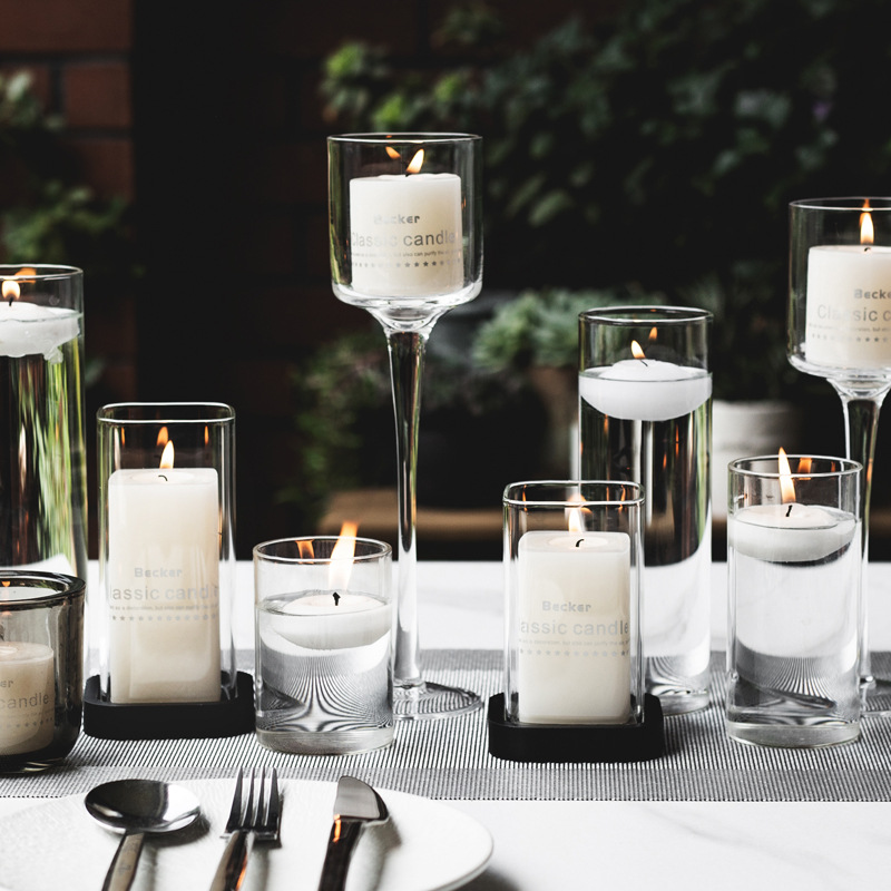 Wedding Decor High Jars Large Clear Glass Candle Holder Water Straight Heat Resistant Floating Empty Sand Candle Containers