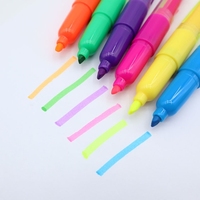 Mini bloc-notes adhésif deux-en-un avec pointe de pinceau oblique, stylo fluorescent 6 couleurs, multicolore, cadeau publicitaire