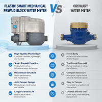 Compteur d'eau prépayé intelligent STS, corps en plastique DN15, débitmètre volumétrique à piston rotatif R160, ensemble de dispositifs numériques avec clavier à jetons