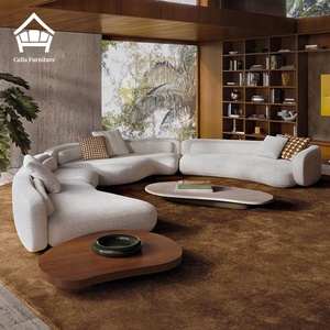 Canapé modulaire incurvé minimaliste italien pour villa de luxe, revêtement en tissu moderne, ensemble de salon design - Product Image 1