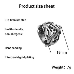 yunnique Men's Silver Dragon <b>Ring</b> <b>Titanium</b> Steel Hollow Animal Design Fashion Jewelry Gift - Product Image 5