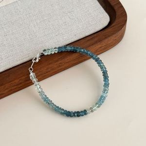 Dylam <b>Charm</b> Dainty 925 Sterling Silver Link Chain Aquamarine Orb Natural Stone <b>Bead</b> Chain Women Jewelry <b>Bracelets</b> - Product Image 4