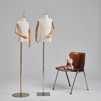 Mannequins Enfants Garçon Fille avec Support Doré Demi-Corps pour Présentation de Vêtements