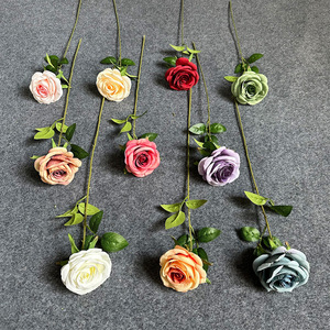 Rosa Artificial de Seda, Rosa Decorativa para Bodas, Hogar, Sala de Estar, Accesorios para Fotos, Rosa Champán, Moldeada por Inyección - Product Image 2