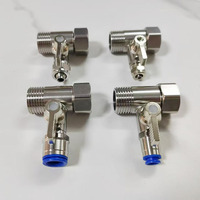 Vanne d'alimentation en eau froide 1/2" x 1/2" x 1/4" - Adaptateur en T pour système d'alimentation en eau - Vanne d'arrêt angulaire - Vanne de dérivation