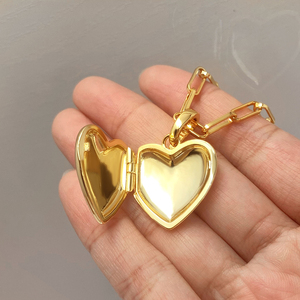 Collier Cœur Poli Romantique de Marques Célèbres pour Créateurs de Mode, Pendentif Cœur d'Amour Tendance - Product Image 2