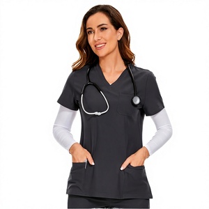 Uniformes Médicos Unisex, Conjuntos de Uniformes para Enfermería, Bata de Laboratorio Tejida Impermeable para Uso Hospitalario, Spandex/Poliéster - Product Image 2