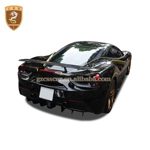 Novi Style fibre de carbone sèche séparateur de lèvre avant diffuseur arrière becquet jupes latérales Bodykit pour Ferrari 488 GTB Kits de carrosserie - Product Image 4