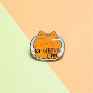 Logotipo personalizado lindo amante de los animales anime probablemente estoy pensando en gatos DIY artesanía de metal esmalte solapa pin insignia para recuerdo - Product Image 2