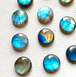 Pierres précieuses de labradorite naturelle de qualité AAA, taille cabochon brillant, 8 mm à 30 mm, lisses, polies, dos plat, fournitures pour la fabrication de bijoux (paquet) - Product Image 6