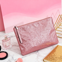 Mode Logo personnalisé petit paillettes Bling porte-monnaie avec pochette à fermeture éclair sac de rangement pour voyage maquillage cosmétiques