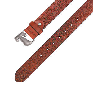 Cinturón Hip Hop de Cuero Vacuno Genuino con Hebilla Automática Tallada al por Mayor para Hombre, Diseño de Vaqueros Estampado - Product Image 5