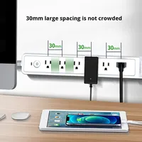 Multiprise américaine standard à 6 prises avec charge rapide USB (4 ports), pour ordinateur portable, électrique, bicolore (noir et blanc), câbles de 1,8 m