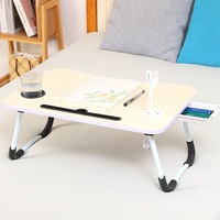 Petite table de lit, table pliable, bureau d'ordinateur portable pour dortoir, bureau d'étude pour personne paresseuse, plateau de dortoir avec planche d'écriture