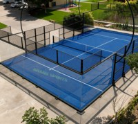 Lapangan Tenis Padel Panorama Penuh Langsung dari Pabrik, Warna Kustom, Kaca Tempered 12mm, Rumput Buatan 12mm, Lapangan Padel Komersial