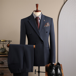 Costumes de <span class=keywords><strong>Mariage</strong></span> pour Hommes : Ensemble 2 Pièces Croisé avec Fermeture Éclair, Style Italien, Anti-Plis et Anti-Rétrécissement – Vente en Gros - Product Image 5