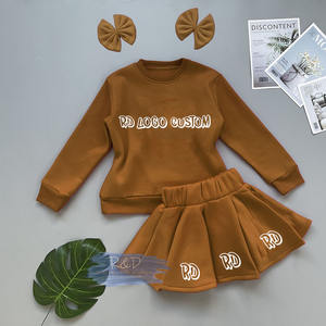 Completo Autunno Inverno per Ragazze con Logo Personalizzato, Set 2 Pezzi con Top a Maniche Lunghe in Pile e Gonna/Vestito in Poliestere, 14 Colori, Stile Ricreativo - Product Image 3