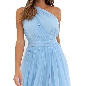 Elegante una spalla a pieghe maxi tulle cina abiti da sposa da sposa - Product Image 4