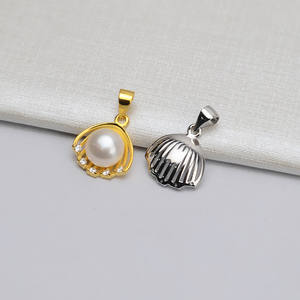 Pendentif en argent S925 en forme de coquille avec chaîne de 7-8 cm, pendentif en perle pour clavicule, accessoires de bricolage, plateau pour bijoux, composants 641 - Product Image 2