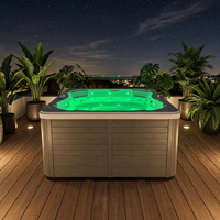 Baignoire autoportante moderne en acrylique pour extérieur, avec cascade, massage, spa écologique pour 5 personnes, LED colorées