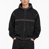 Veste en jean réversible bleu et noir personnalisée, style vintage délavé, avec fermeture éclair et capuche, coupe décontractée et oversize pour homme