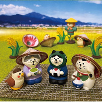Figurine de chat en résine Zakka, statue miniature japonaise, décoration intérieure, jardin féerique DIY, chat porte-bonheur peint à la main, art populaire, Pyramide Musicale