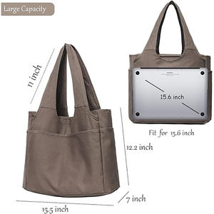 Sac fourre-tout en toile de coton grande capacité, sacs à bandoulière décontractés pour le travail, la salle de sport, la <span class=keywords><strong>plage</strong></span>, les voyages, les courses, <span class=keywords><strong>l</strong></span>'université - Product Image 4