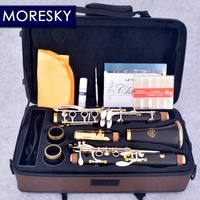MORESKY Professional Ebony Soprano Clarinet Bb 17-Key Customized Nickel Plated Copper Woodwind