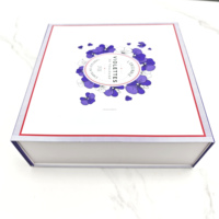 Boîte cadeau rigide pliable recyclable OEM, personnalisée avec un motif floral violet français, pour coffret cadeau cosmétique