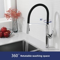 Robinet de cuisine moderne et épuré avec douchette extractible, rotation à 360°, monotrou, avec cartouche céramique, monocommande, haut de gamme