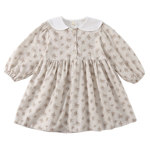 QM2025 primavera nuovo arrivo neonato bambino ragazze abiti con stampa floreale piccolo bambino vestito da principessa abbigliamento - Product Image 1
