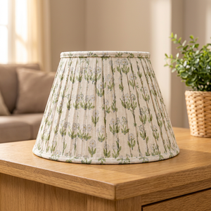 Abat-jour en lin de qualité supérieure à imprimé floral |   Abat-jour en tissu plissé fait main |   Abat-jour pour lampe de table, de sol et suspendue, motif botanique - Product Image 2