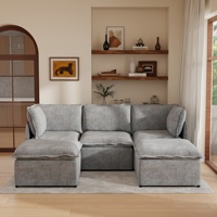 Canapé modulaire VOXHOME au design italien minimaliste, tissu imitation lin avec structure en fer, meubles de salon