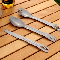 Couteau de camping multifonctionnel de poche d'extérieur cuillère et fourchettes Spork en un seul outil