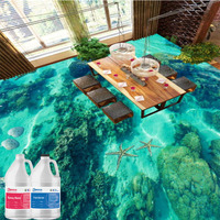 Résine époxy cristalline pour moulage d'art 3D en vrac de 1 gallon pour sol avec papier peint stéréoscopique Monde océanique Sol
