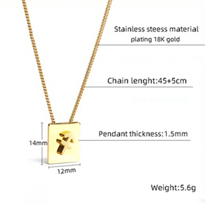 Lincy all'ingrosso moda PVD 18K oro 12 segno zodiacale 3D ciondolo quadrato in acciaio inox cubano collana a catena per le donne uomini gioielli - Product Image 3