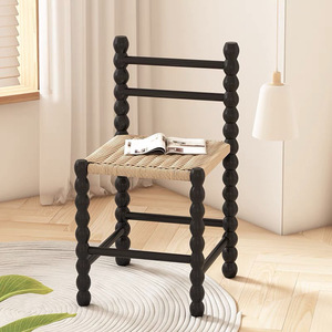 French Style Solid Wood Dining Chair With Rattan Seat <b>Backrest</b> For Tea Room Adult Use - Product Image 3