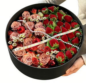 Exquisita Caja <span class=keywords><strong>de</strong></span> Regalo Redonda <span class=keywords><strong>de</strong></span> Chocolate <span class=keywords><strong>con</strong></span> <span class=keywords><strong>Flores</strong></span>, Caja Rígida Romántica <span class=keywords><strong>para</strong></span> el Día <span class=keywords><strong>de</strong></span> la Madre <span class=keywords><strong>con</strong></span> Laminado Mate, Etiqueta Personalizable - Product Image 3