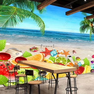 <span class=keywords><strong>Disegno</strong></span> della carta da parati 3d sfondo del succo del negozio di frutta della spiaggia di estate - Product Image 1
