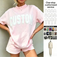 Ensemble décontracté pull et short pour femme, col montant oversize, broderie patchwork, manches courtes, idéal pour les boutiques